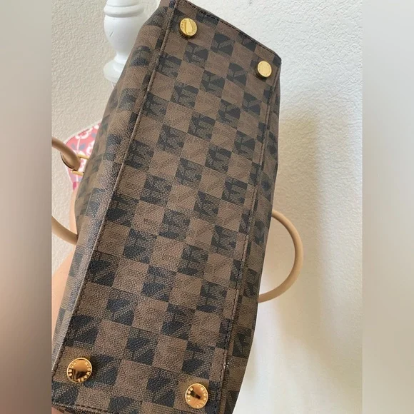 Michael Kors Black and Brown Checkered Satchel - Picture 2 of 3